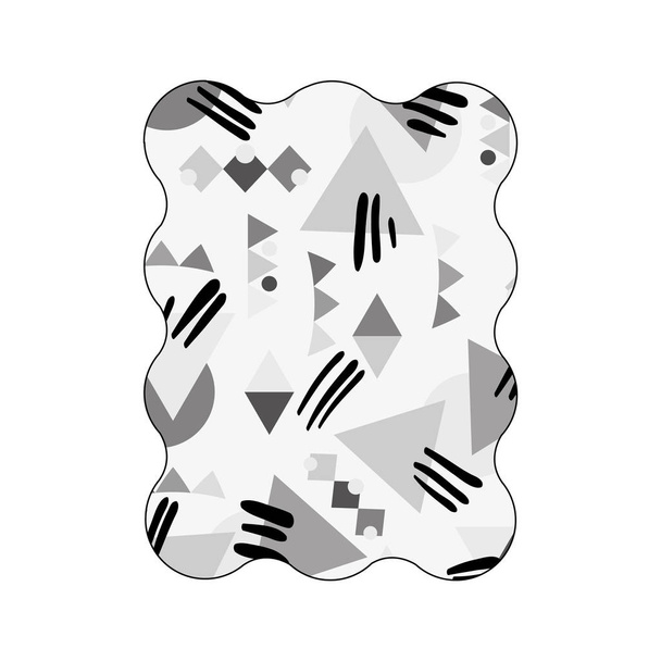 contour grayscale rectangle with memphis geometric style background vector illustration - Vector, Image