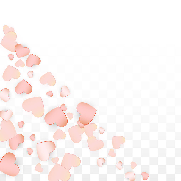 Konfety srdce láska padající pozadí. Valentýnský den vzor romantické rozptýlené srdce. Vektorové ilustrace pro karty, bannery, plakáty, letáky pro svatbu, výročí, narozenin, prodej. - Vektor, obrázek