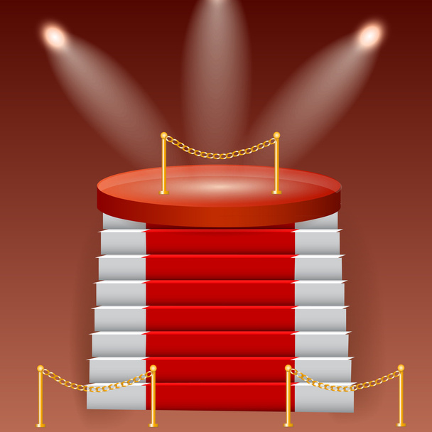 Red podium on brown background - Vector, Image