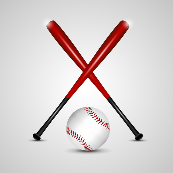 Baseball bats and ball on a grey background. Vector illustration - Vector, Image