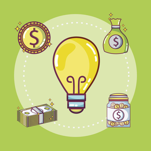 Dinheiro e ideias de negócios conceito vetor ilustração gráfico design
 - Vetor, Imagem