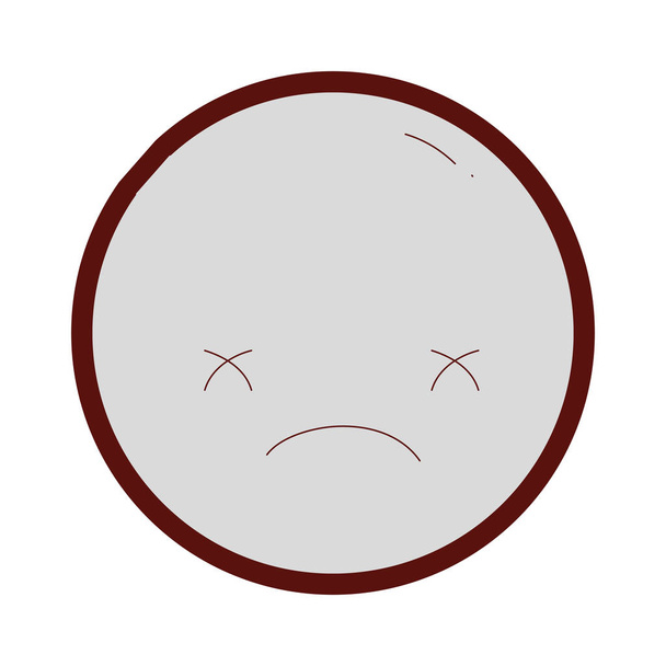 line color kawaii head with cute sad face vector illustration - Vector, Image