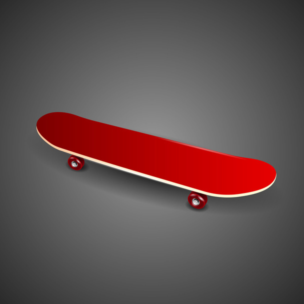 Cubierta de skate rojo sobre fondo negro
 - Vector, Imagen