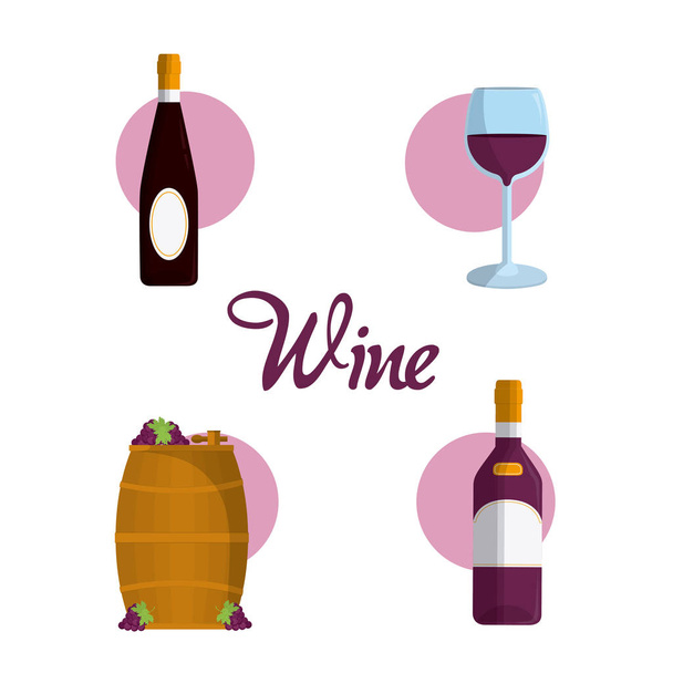 Wein Runde Symbole Sammlung Vektor Illustration Grafik Design - Vektor, Bild