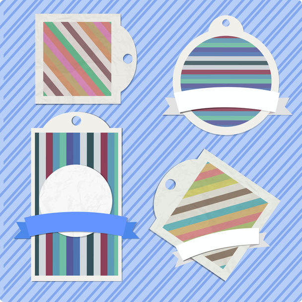 Vector set of striped frames on blue background - Vector, Image