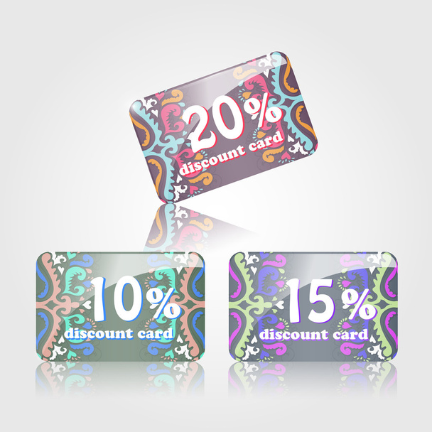 Discount cards from ten to twenty percent - Vector, Image