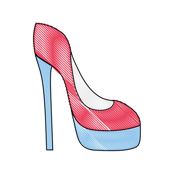 strouhaný módní podpatky vysoké boty styl vektorové ilustrace - Vektor, obrázek
