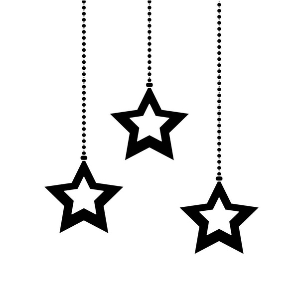 contour star hanging to mery christmas decoration vector illustration - Vector, Imagen