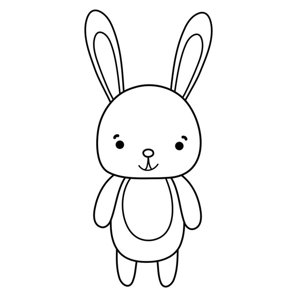 línea lindo y feliz conejo animal salvaje vector ilustración
 - Vector, Imagen