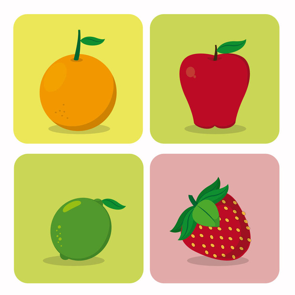 Set of fruits cartoons vector illustration graphic design - Vector, Image