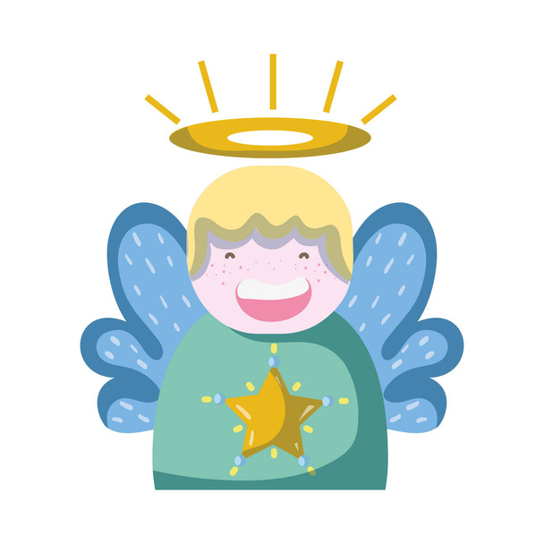 cute angel with wings and aureole design vector illustration - Vektori, kuva