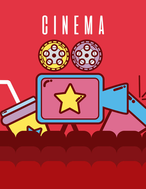 Elementos de cinema desenhos animados dentro do teatro com cadeiras ilustração vetorial design gráfico
 - Vetor, Imagem