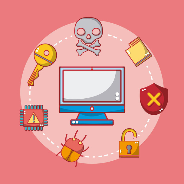 Set of meltdown and spectre collection vector illustration graphic design - Vector, Image