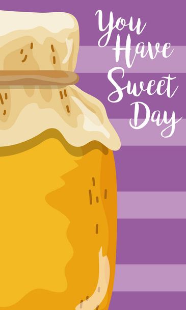 You have a sweet day card with honey cartoons vector illustration graphic design - Vector, Image