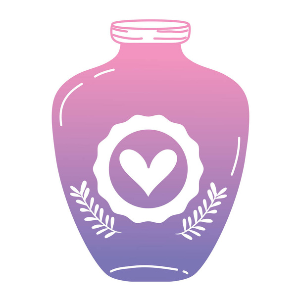 colore silhouette vaso muratore con adesivo cuore e rami stile vettoriale illustrazione
 - Vettoriali, immagini