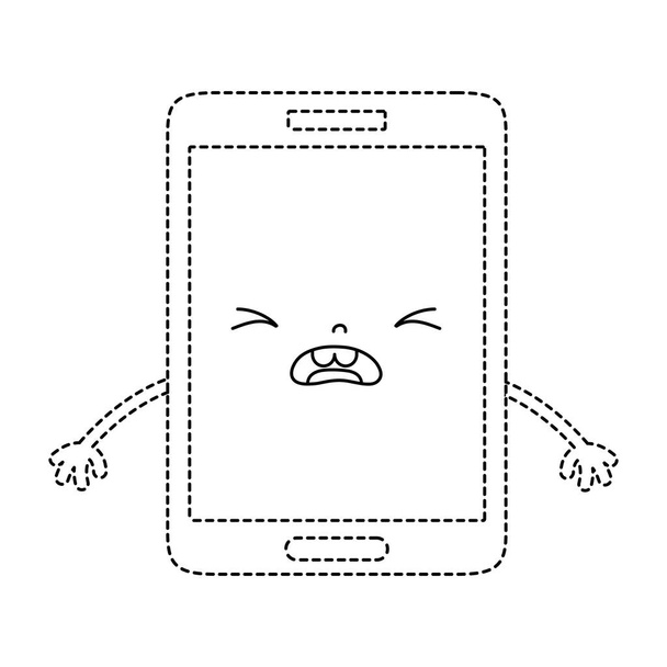 διάστικτο σχήμα kawaii smartphone κρίμα χαριτωμένο πρόσωπο εικονογράφηση φορέα - Διάνυσμα, εικόνα