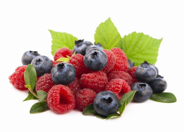 Many blueberries & raspberries. - Foto, Imagem