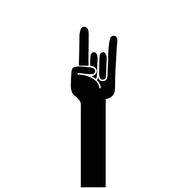 contour hand up with rock gesture symbol vector illustration - Vector, Image