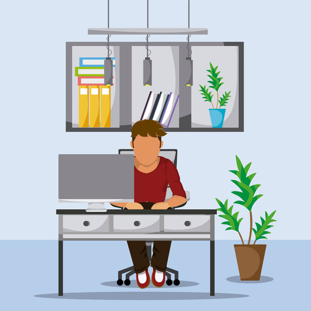 Young man at office vector illustration graphic design - Vector, Image