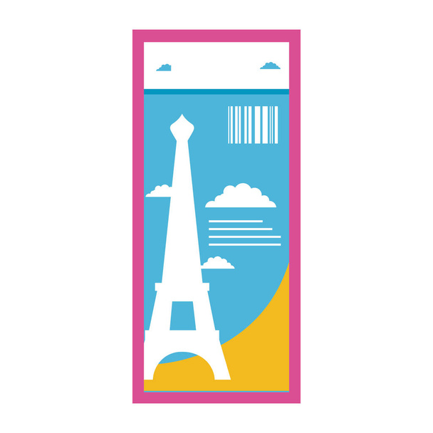 colorida torre eiffel de París ticket vector de vacaciones ilustración
 - Vector, Imagen