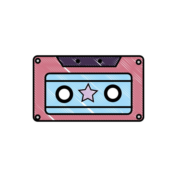 grated old cassette retro object stereo vector illustration - Vector, Image