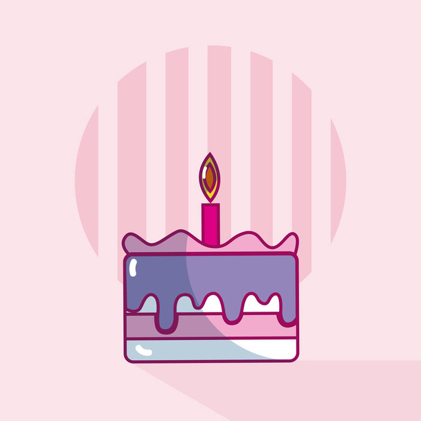Birthday cake delicious food cartoon concept vector illustration graphic design - Vektör, Görsel
