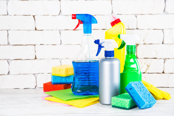 Cleaning product, household on white background. - Foto, imagen