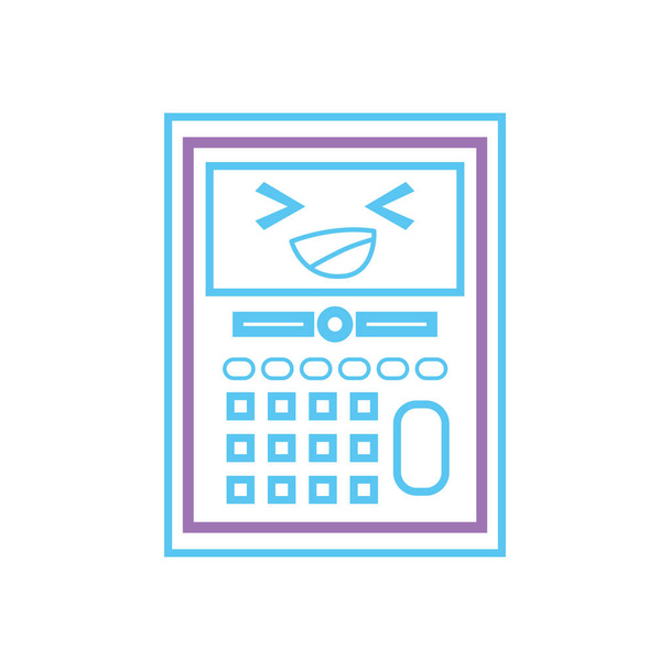 Цветная линия счастливый и милый объект калькулятора кавайи векторной иллюстрации
 - Вектор,изображение