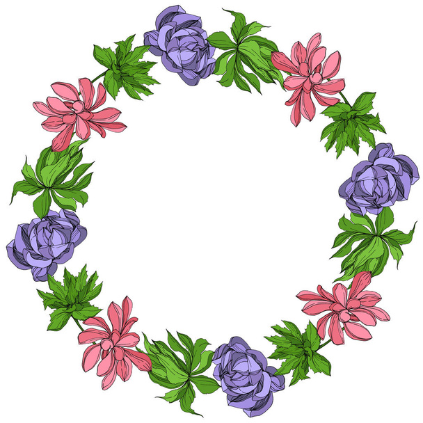 Vector Jungle botanical succulent flower. Engraved ink art illustration. Frame border ornament square. - Вектор, зображення