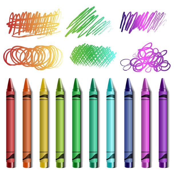πολύχρωμα μολύβια με σκίτσα - Διάνυσμα, εικόνα
