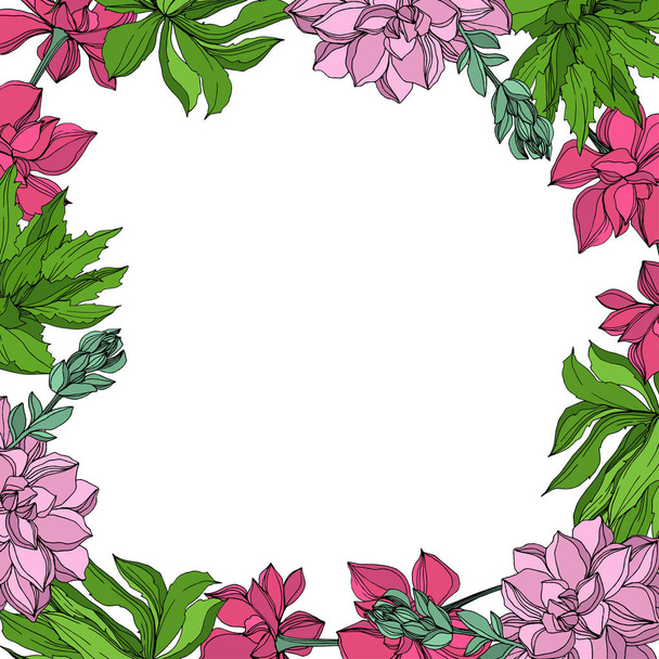 Vector Jungle botanical succulent flower. Engraved ink art illustration. Frame border ornament square. - Vecteur, image