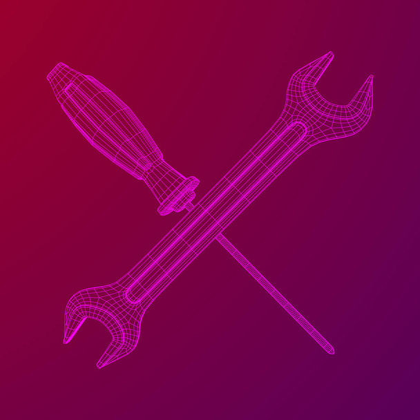 Wrench and screwdriver. Spanner repair tool. - Vector, afbeelding