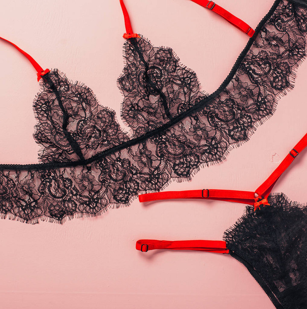 seductive lingerie on background, st valentine day concept  - Фото, изображение