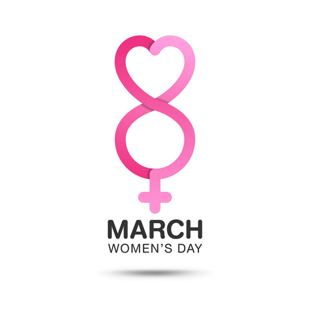 March 8 Women day typographic on pink background. For invitation, greeting card, booklet, leaflet, magazine, brochure. Vector illustration. - Vecteur, image