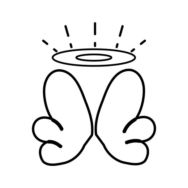 linha bela auréola e asas de desenho de anjo ilustração vetorial
 - Vetor, Imagem