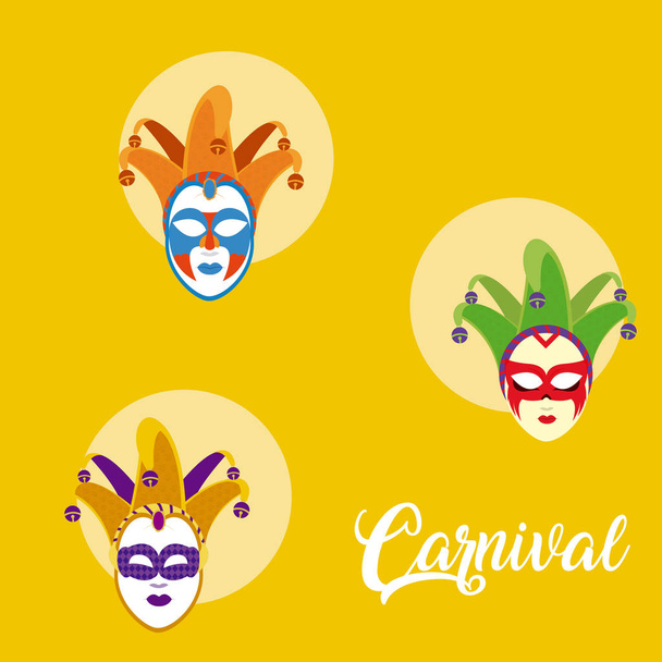 Karneval s maskou a confeti vektorové ilustrace grafický design - Vektor, obrázek