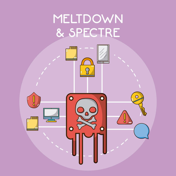 Meltdown e espectros cartoon elementos vector ilustração design gráfico
 - Vetor, Imagem