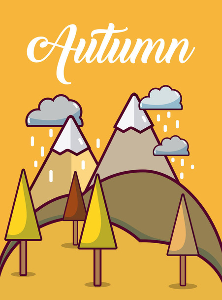 Weather autumn landscape cute card vector illusttration graphic design - Vector, Imagen