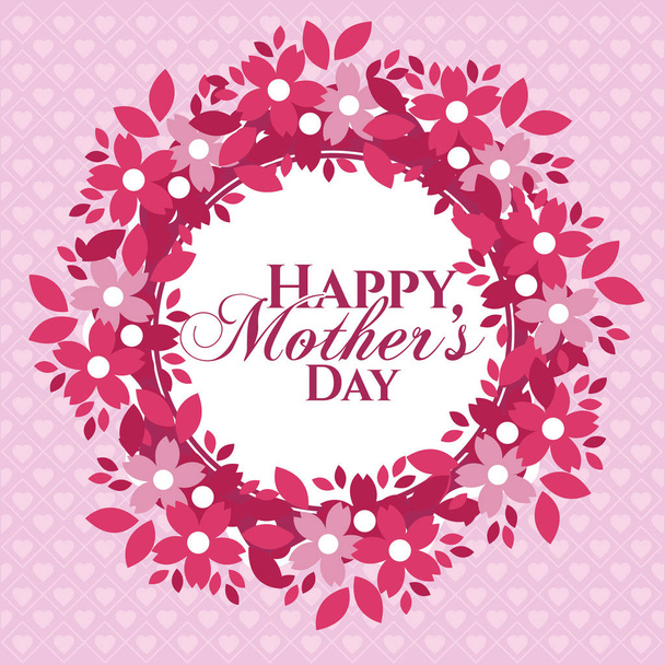 Happy mothers day card icon vector illustration graphic design - Vetor, Imagem