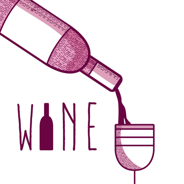 Botella de vino servir taza vector ilustración diseño gráfico
 - Vector, Imagen