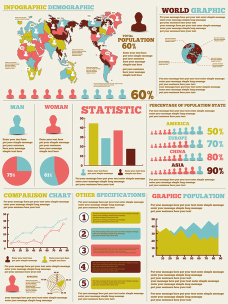 インフォ グラフィック人口統計学の近代的な新しいスタイル - ベクター画像