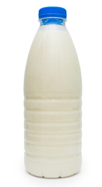 plástico azul botella de leche aislada sobre fondo blanco
 - Foto, Imagen