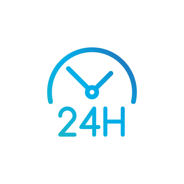 round the clock icon. 24 hours working. Linear style. Vector illustration isolated on white - Vector, Image