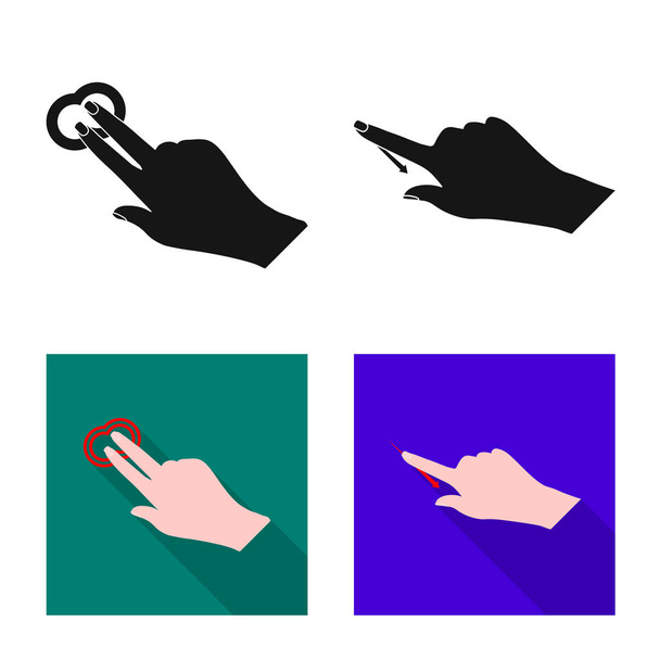 Elkülönített objektum touchscreen és a kéz szimbóluma. A touchscreen és érint tőzsdei szimbólum, web. - Vektor, kép