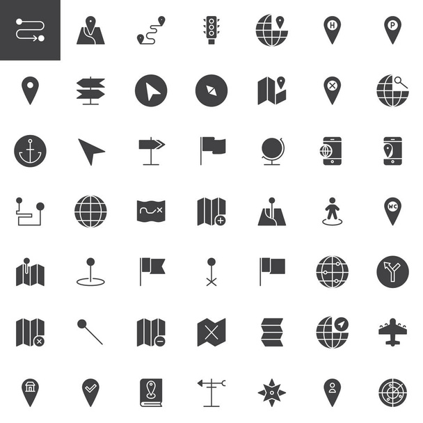 Map pointer, gps marker vector icons set, modern solid symbol collection, filled style pictogram pack. Signs, logo illustration. Set includes icons as - Vector, Image