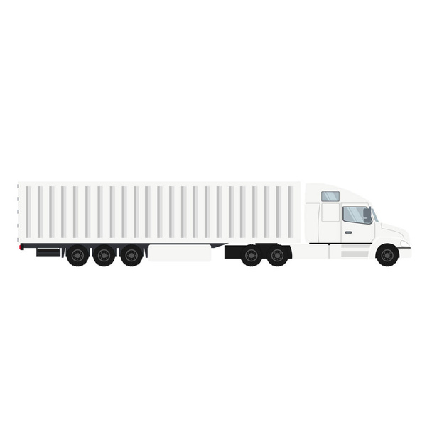 Kontejner přívěs kamionu pro export s mrazák. Těžký transportní vozidlo - Vektor, obrázek