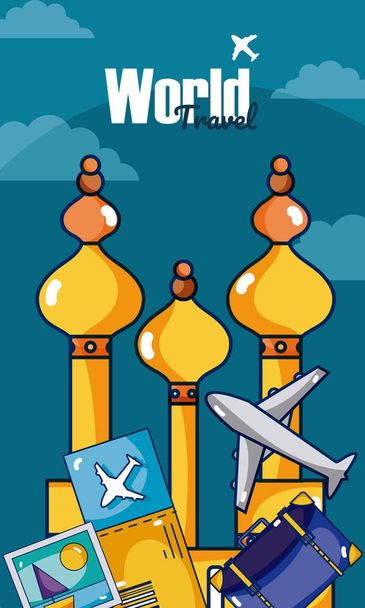 World travel card vector illustration graphic design - Vector, Image