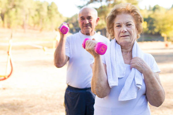 older people doing sport, active retirement - Foto, Imagen