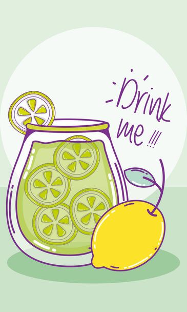 Drink men lemonade juice mason jar vector illustration graphic design - Vector, Image