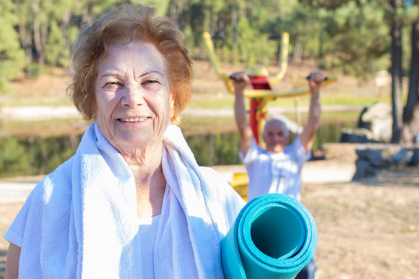 happy older people doing outdoor sports - Photo, Image